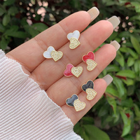 Boucles d'oreilles à double coeur en zircon incrusté d'or 18 carats plaqué cuivre à la mode avec plusieurs styles pour les cadeaux quotidiens des femmes