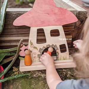 Rompecabezas 3D Land Scape Tablero de fondo para escena de cuento de hadas Juguete decorativo de madera ecológico para niños Navidad Arco IRIS - Product Image 3