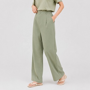 Pantalones de Traje de Pierna Ancha <span class=keywords><strong>Verde</strong></span> Salvia para Mujer, de Cintura Alta con Lazos para Cinturón, Pantalón de Oficina con Caída, <span class=keywords><strong>Pantalon</strong></span> Tailleur Femme - Product Image 2