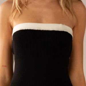 Robe longue ajustée en maille côtelée personnalisable pour femme, sans bretelles, longueur midi, avec taille naturelle, méthode de tissage - Product Image 5