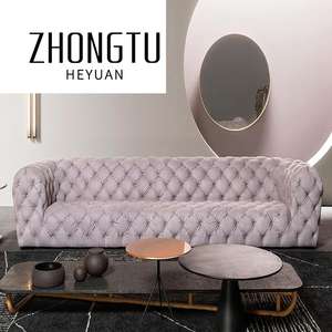 โซฟาสไตล์อิตาลีหรูหราทันสมัยสำหรับโรงแรมโซฟาในร่มหุ้มด้วยผ้ากำมะหยี่สีขาว - Product Image 4