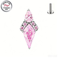Boucles d'oreilles Freya G23 en titane avec pierre, bijoux de piercing tendance, zircon, hélix, snugg, tragus, piercings labret à filetage interne pour lèvre