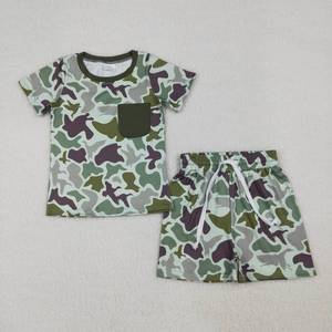 En stock: Conjunto de verano para niños con top de algodón azul marino con bolsillos y pantalones cortos de excavadora. Ropa infantil al por mayor, ropa de fábrica para niños pequeños y boutique. - Product Image 4