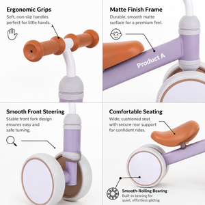 Porteur d'équilibre 4 roues anti-basculement pour bébé, roues silencieuses, trotteur sans pédales, jouet à chevaucher pour 1-3 ans, idéal pour le premier anniversaire - Product Image 4