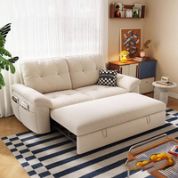 Canapé-lit design simple blanc crème, canapé-lit moderne en tissu, canapé-lit convertible pour salon, canapé-lit double pour la maison et l'appartement
