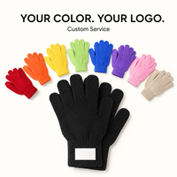 Gants d'hiver tricotés personnalisés avec logo, couleur unie, résistants au froid, avec poignets élastiques, unisexes, pour sports de plein air