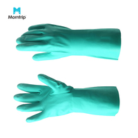 Gants de sécurité universels doublés en Nitrile, gants à longue manchette résistante aux produits chimiques, couleur verte, idéal pour le travail et la maison, 20 pièces