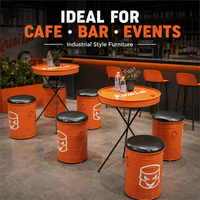 Ensemble de tables et sièges de rangement en acier inoxydable, style industriel moderne, sur mesure pour usine, pour café, bar, pub et petits espaces commerciaux