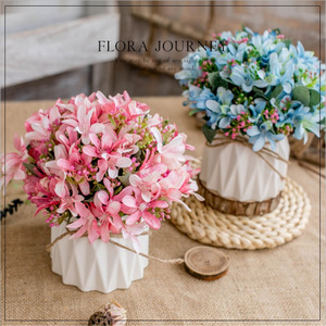 Ensemble de fleurs artificielles papillon du lac de l'Ouest, vase en céramique, plante en pot de roses en soie, décoration d'intérieur, décoration de mariage - Product Image 4
