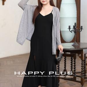 Vestido Maxi Negro Halter Happy Plus con Abertura y Silueta Asimétrica, Talla Grande para Mujer N8942 - Product Image 2