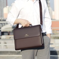 Maletín para hombre, bolso de hombro para negocios, estilo horizontal de PU, resistente al desgaste, para reuniones, viajes, trabajo, con múltiples compartimentos, de alta capacidad