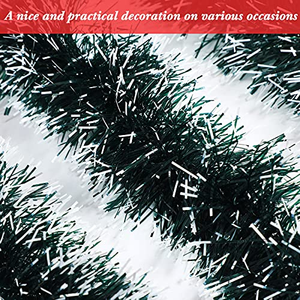 Guirnalda de Navidad de Cuerda PET Verde Oscuro y Blanca de 8CM*200CM, Venta de Fábrica - Product Image 2