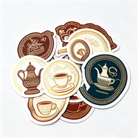 Autocollants Haoxuan Coffee Culture en PVC blanc, motifs géométriques pour cafetière et tasses, effet doré, graphismes mats, autocollants imperméables