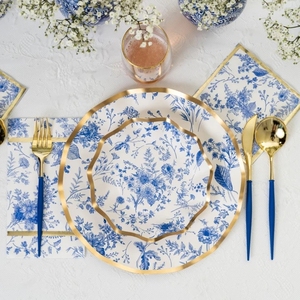 Ensemble de vaisselle jetable DAMAI sur le thème floral bleu pour fête, assiettes en papier, serviettes, gobelets, ensembles d'assiettes en papier, vaisselle - Product Image 1