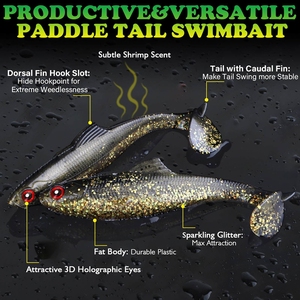 Vente en gros de leurres de pêche souples en plastique, type shad, à queue en T, 65mm, 75mm, 90mm, 100mm - Product Image 3