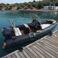 Bateau semi-rigide de luxe 5,2 m (17 pieds) en fibre de verre et Hypalon, console centrale, yacht sportif, pour la pêche et la plongée, avec auvent T-Top