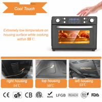 Four à friture sans huile grande capacité 30L 1700W, four à air multifonction pour la cuisson et la rôtissure à domicile