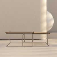 Surface en bois tissée par table basse moderne élégante contemporaine et jambes en métal pour des meubles de maison de salon