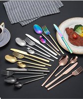 Nouvel arrivage : Ensemble de couverts 24 pièces en acier inoxydable poli miroir, durable, avec logo personnalisé, coffret cadeau