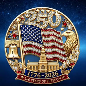 Broche Conmemorativo del 250 Aniversario en Rojo Brillante con Bandera de Águila, Pin de Aleación, Joyería de Moda Unisex - Product Image 1
