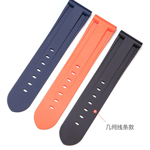 P-n-er-ai <span class=keywords><strong>PAM</strong></span> 4 41 Correa de reloj de goma de moda para hombre Correa de hebilla plateada de acero inoxidable de goma de silicona impermeable 22mm24mm - Product Image 4