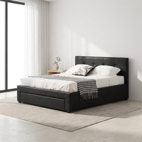 Ensemble de meubles de chambre à coucher en bois de luxe moderne européen, lit avec rangement rembourré en tissu bouclé, tailles Queen-King coordonnées