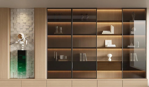 Estantería de cristal de lujo de gama alta 2025, gabinete de almacenamiento de exhibición personalizado para el hogar, sala de estar, dormitorio, librería alta de estilo caliente - Product Image 5