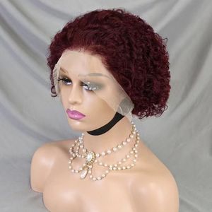 13x4 Dentelle Courte Bouncy Kinky Curly <span class=keywords><strong>pour</strong></span> Pixie Cut 100% 180 Densité Perruque de <span class=keywords><strong>Cheveux</strong></span> Humains avec Transparent <span class=keywords><strong>pour</strong></span> Lace Frontal Noir Femmes - Product Image 3