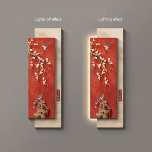 Nouveau Style chinois hall <span class=keywords><strong>d</strong></span>'entrée Art <span class=keywords><strong>d</strong></span>écor à la maison <span class=keywords><strong>peintures</strong></span> <span class=keywords><strong>fleurs</strong></span> <span class=keywords><strong>et</strong></span> <span class=keywords><strong>oiseaux</strong></span> couloir fond mur brillant LED <span class=keywords><strong>peintures</strong></span> - Product Image 5