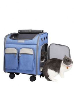 Usine BSCI, fabricant OEM, poussette pour chien à 4 roues amovibles approuvée par les compagnies aériennes, chariot pour chat en Oxford - Product Image 2