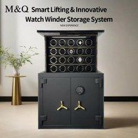 M&Q Smart Lifting - Caja de Seguridad para Relojes Automáticos con Cerradura de Huella Dactilar y Contraseña, Almacenamiento Oculto, Posiciones de Cuerda Independientes BX4020