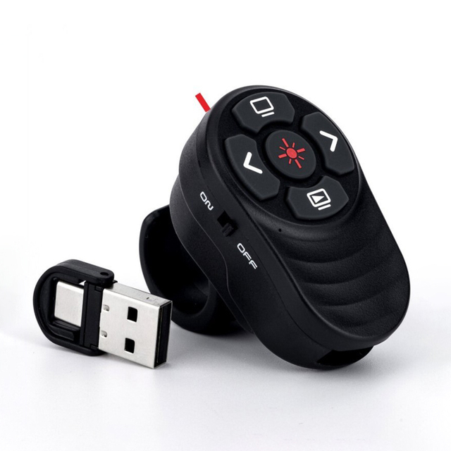 USB Type C Multi-function Presenter Remote Presentation Red Light Pointer Finger Ring PPT Page Turning Pen