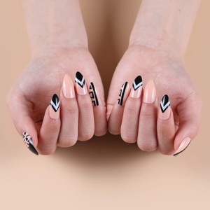 Kit de <span class=keywords><strong>faux</strong></span> <span class=keywords><strong>ongles</strong></span> à couverture complète en ABS écologique, motifs imprimés pré-dessinés, longs <span class=keywords><strong>ongles</strong></span> stiletto, <span class=keywords><strong>colle</strong></span> incluse, boîte de 28 pièces, Finger Rich - Product Image 4