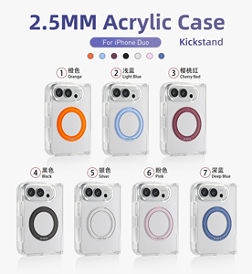 เคสโทรศัพท์อะคริลิคกรอบโลหะพรีเมียมใสกันกระแทกสำหรับ 18 รุ่นพับได้ พร้อมขาตั้งหมุนได้ 360 องศา - Product Image 1