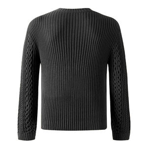 Vente en gros de pulls à manches longues pulls tricotés pour hommes avec logo brodé pull d'automne 100% en coton - Product Image 3
