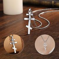 Merryshine Pendentif Croix Orthodoxe Orientale en Laiton, Amulette Religieuse de Protection pour Hommes