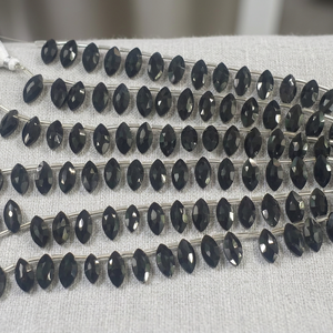 Perles de pierre facettées en spinelle noire de forme marquise 7x14mm pour la fabrication de bijoux - Product Image 4