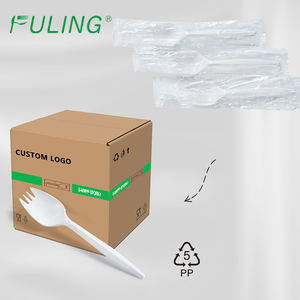 ช้อนส้อมพลาสติกแบบใช้แล้วทิ้ง ยี่ห้อ FULING บรรจุภัณฑ์แยกชิ้น ทำจากวัสดุ PP สำหรับผลไม้ - Product Image 1