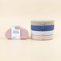 Voyage écologique Portable enfant en bas âge 3 compartiments assiette divisée sans Bpa Silicone pliant pliable bébé assiette