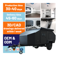 Mini-caravane de luxe moderne tout-terrain 15 avec cuisine coulissante en acier inoxydable 304 pour 4 personnes