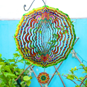 Nuevos Molinillos de Viento Metálicos al por Mayor para Decoración de Jardín y Patio, Molinillo de Viento Bohemio con Mantra, Colgantes Decorativos 3D - Product Image 3