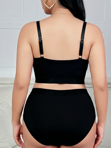 SMOOTH Set Lingerie Plus Size con <span class=keywords><strong>Top</strong></span> Corto in <span class=keywords><strong>Pizzo</strong></span> Floreale per Donne, <span class=keywords><strong>Intimo</strong></span> Sexy Traspirante in Due Pezzi - Product Image 4