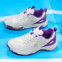 Chaussures de badminton pour hommes, baskets en cuir microfibre, amortissement des chocs, semelle extérieure en caoutchouc antidérapante, respirantes et souples