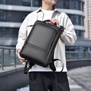 Custom Luxury Men's <b>Backpack</b> Custom <b>Black</b> Pu Leather Waterproof Portable Polyester Work Travel - Product Image 2