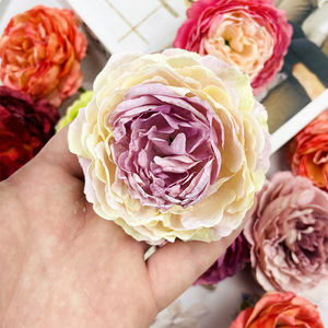Tête de fleur de pivoine artificielle 8 cm de diamètre, en tissu, style vintage, pour décoration de mariage et de maison - Product Image 3