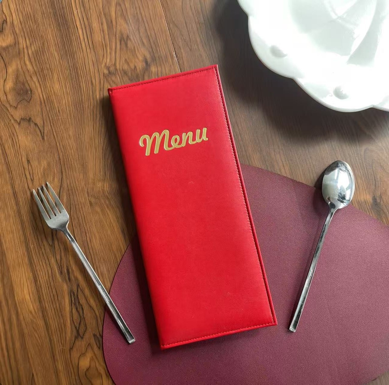 Red Leather Menu Logo