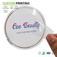 Adesivo Transparente Personalizado para Decoração de Frascos de Cosméticos, Transferência de Logo Redondo, Impressão à Prova d'Água