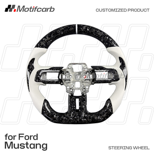 Custom steering wheel White Style Carbon Fiber for Ford Mustang GT Shelby S550 GT350 GT500 Coupe Convertible 2015-2023 - Product Image 2