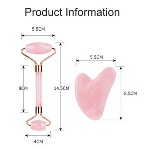 KKS-Rodillo masajeador facial de cuarzo rosa, cristal natural antienvejecimiento, gua sha, masaje de piedra y rodillo de jade - Product Image 3