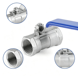 Robinet à levier à passage plein en acier inoxydable 304 robuste, filetage femelle NPT, pour eau et gaz, anti-fuite, durable, 1 pièce - Product Image 1